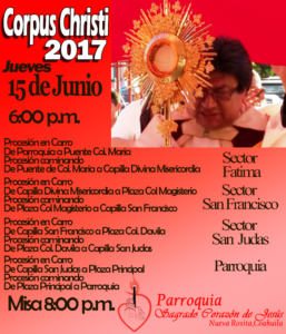 SAGRADO CORAZÓN INVITA A CELEBRAR CORPUS CHRISTI EN NUEVA ROSITA