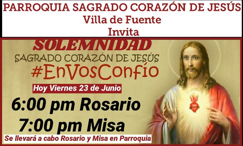 SAGRADO CORAZÓN VILLA DE FUENTE INVITA A CELEBRAR SU FIESTA PATRONAL