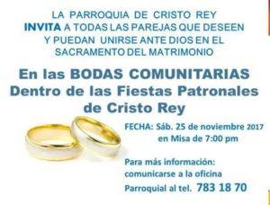 PARROQUIA CRISTO REY INVITA A UNIRSE ANTE DIOS EN LAS BODAS COMUNITARIAS EN PIEDRAS NEGRAS