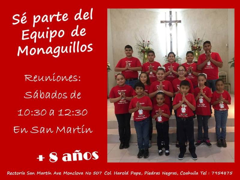 SE PARTE DEL EQUIPO DE MONAGUILLOS EN RECTORÍA SAN MARTÍN DE PORRES