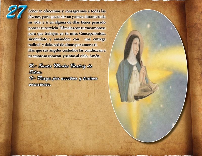 ORACIÓN VOCACIONAL CONCEPCIONISTA DÍA 27