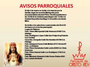 AVISOS PARROQUIALES DE CRISTO REY EN PIEDRAS NEGRAS