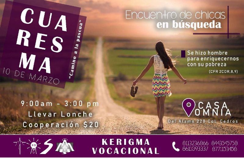 SE INVITA AL KERIGMA VOCACIONAL “ENCUENTRO DE CHICAS EN BÚSQUEDA” EN ACUÑA