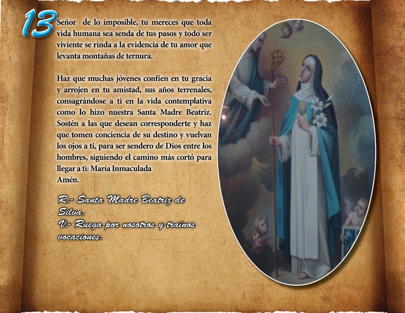 ORACIÓN VOCACIONAL CONCEPCIONISTA DÍA 13