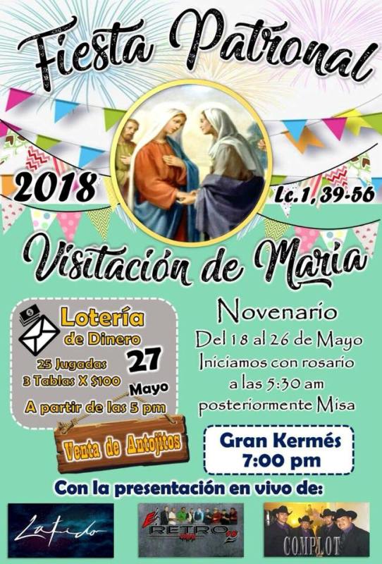 CAPILLA VISITACIÓN DE MARÍA INVITA A SU FIESTA PATRONAL EN PIEDRAS NEGRAS