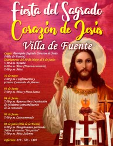 SE INVITA A LA FIESTA PATRONAL DEL SAGRADO CORAZÓN DE JESÚS VILLA DE FUENTE