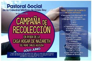 PASTORAL SOCIAL INVITA A LA CAMPAÑA DE RECOLECCIÓN EN AYUDA A LA CASA HOGAR DE NAZARETH