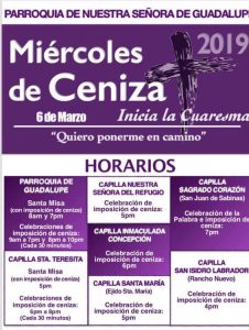 PARROQUIA GUADALUPE NUEVA ROSITA INVITA AL MIÉRCOLES DE CENIZA