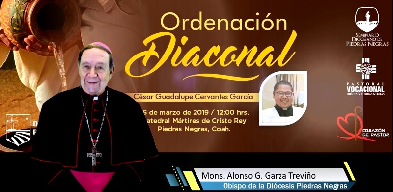 VIDEO: MONS. ALONSO G. GARZA INVITA A LA ORDENACIÓN DIACONAL DE CESAR GPE. CERVANTES GARCÍA.