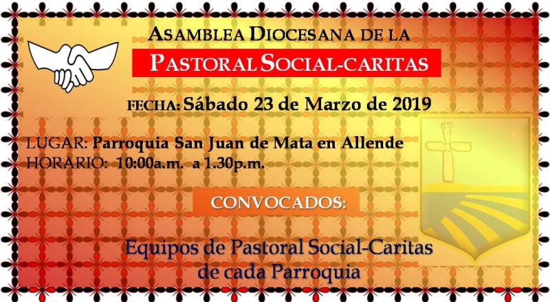 SE INVITA A LA ASAMBLEA DIOCESANA DE PASTORAL SOCIAL CARITAS 2019
