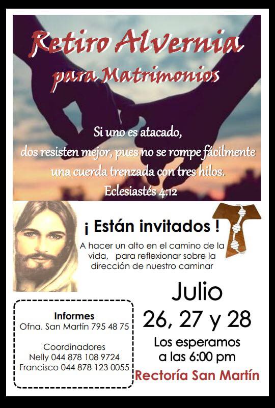 RECTORÍA SAN MARTÍN INVITA A SU RETIRO ALVERNIA PARA MATRIMONIOS EN PIEDRAS NEGRAS