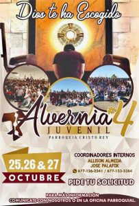 PARROQUIA CRISTO REY INVITA A SU ALVERNIA JUVENIL #4 EN ACUÑA