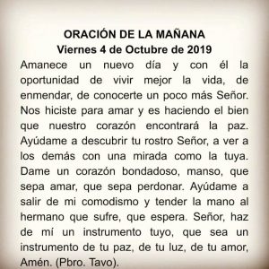 ORACIÓN DE LA MAÑANA 04 DE OCTUBRE