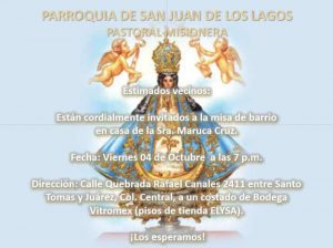 PARROQUIA SAN JUAN INVITA A LA MISA DE BARRIO EN PIEDRAS NEGRAS