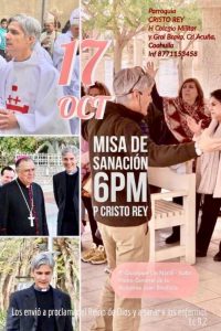 PARROQUIA CRISTO REY INVITA A LA MISA DE SANACIÓN CON LA PRESENCIA DEL PADRE ITALIANO GIUSEPPE DE NARDI EN ACUÑA