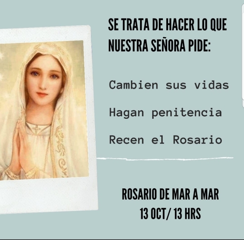 ÚNETE AL ROSARIO DE MAR A MAR ESTE 13 DE OCTUBRE