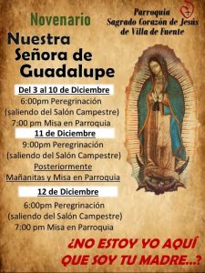 PARROQUIA SAGRADO CORAZÓN INVITA A LA CELEBRACIÓN DE NUESTRA SEÑORA DE GUADALUPE EN PIEDRAS NEGRAS