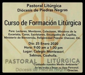 SE INVITA AL CURSO DE FORMACIÓN LITÚRGICA EN SABINAS