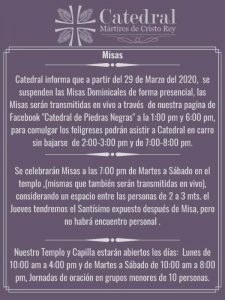 TRANSMISIONES EN VIVO DE MISAS EN FACEBOOK DE CATEDRAL