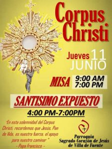 PARROQUIA SAGRADO CORAZÓN DE VILLA DE FUENTE INVITA A LA CELEBRACIÓN DE CORPUS CHRISTI