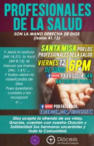 SIGUE LA TRANSMISIÓN EN VIVO DE LA MISA POR LOS PROFESIONALES DE LA SALUD