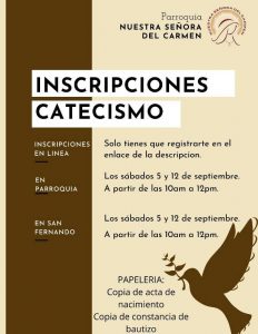 NUESTRA SEÑORA DEL CARMEN INVITA A LA CATEQUESIS INFANTIL