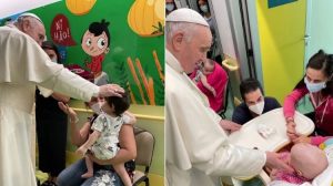 Papa visita a niños enfermos de cáncer en el Hospital Gemelli