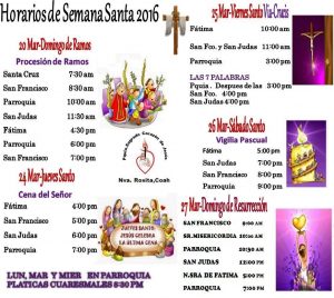 SAGRADO CORAZÓN NUEVA ROSITA PRESENTA EL PROGRAMA DE SEMANA SANTA